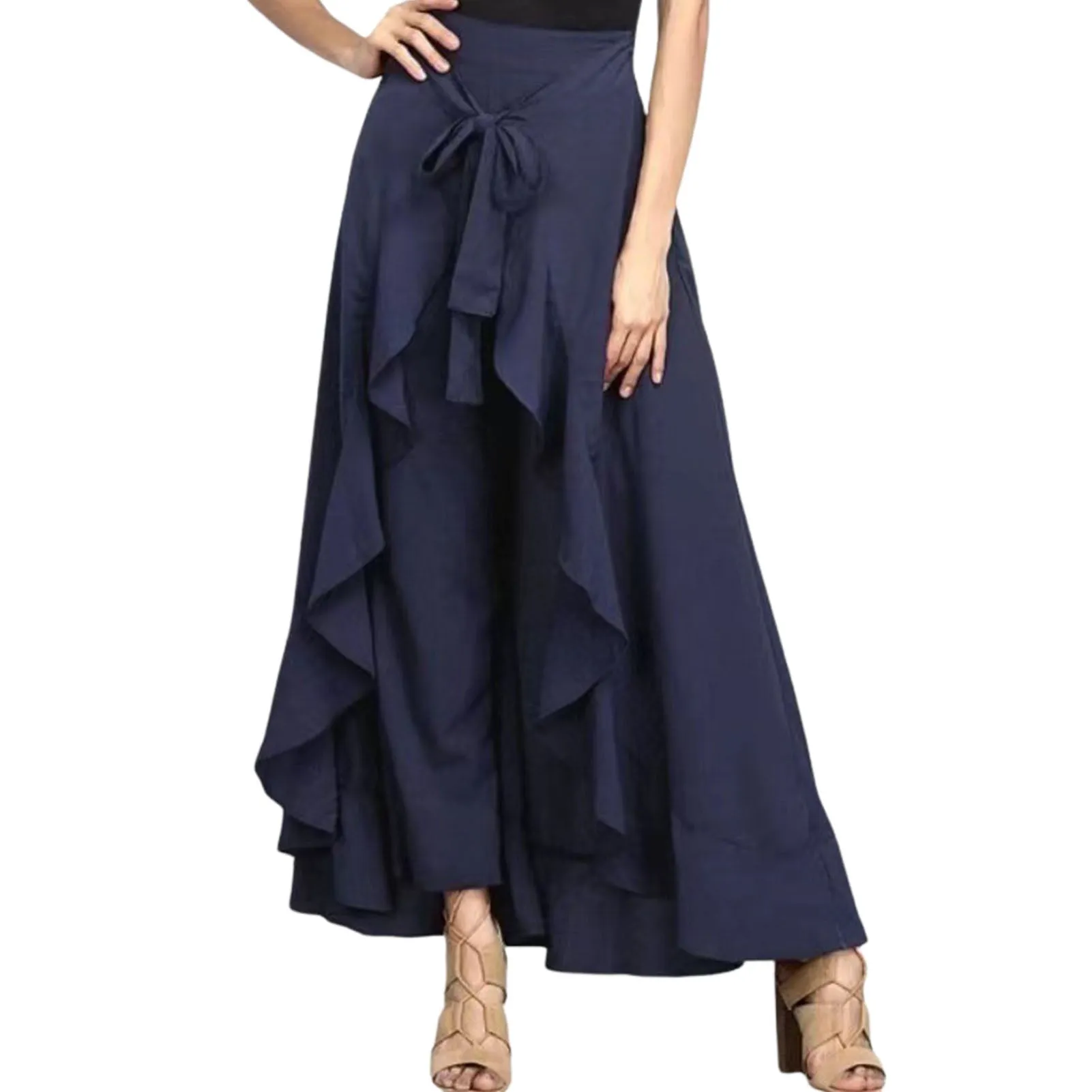Funki Buys | Skirts | Women's Elegant Long Ruffled Skirt Pants