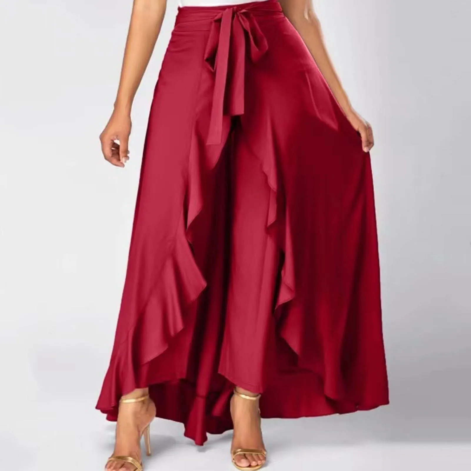 Funki Buys | Skirts | Women's Elegant Long Ruffled Skirt Pants