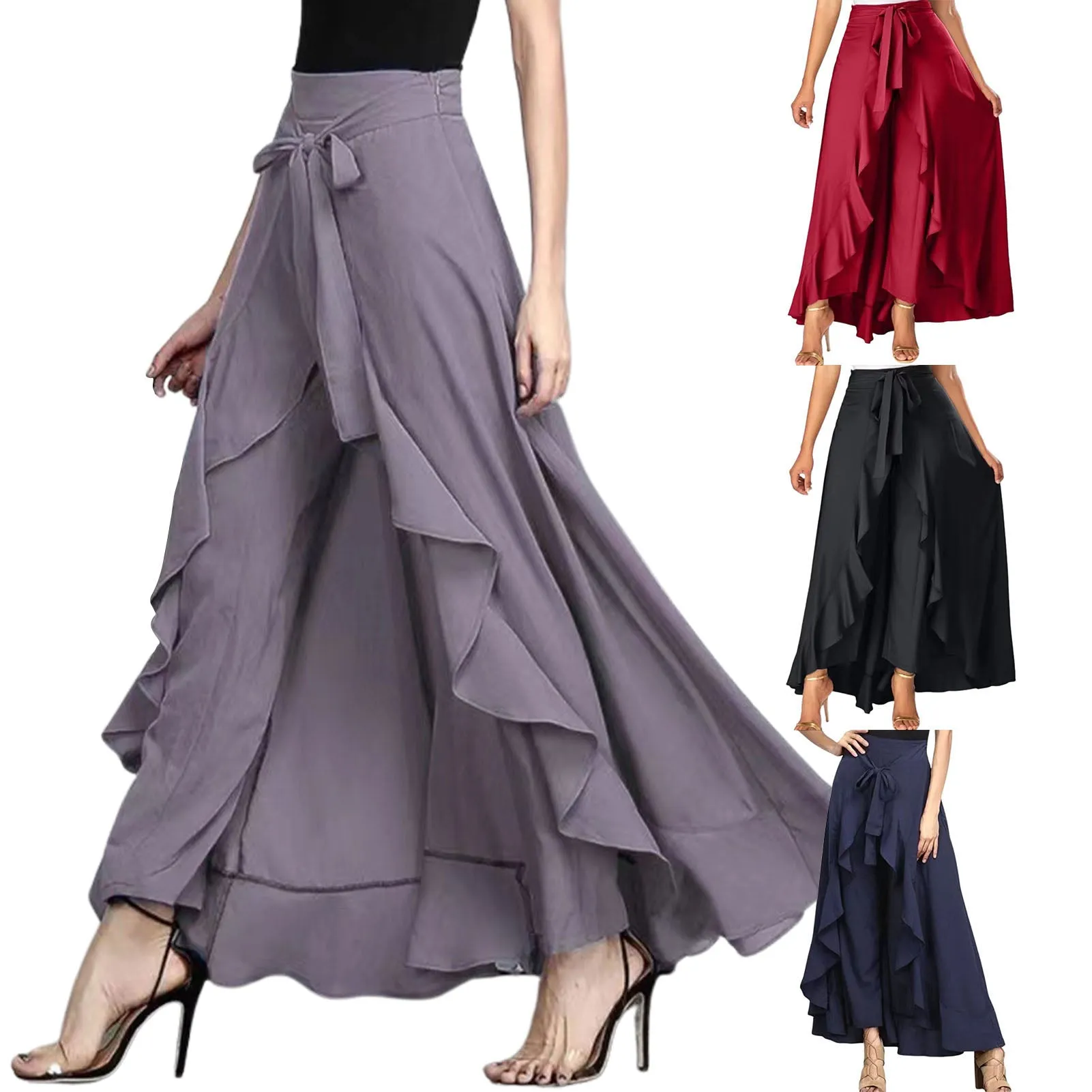 Funki Buys | Skirts | Women's Elegant Long Ruffled Skirt Pants