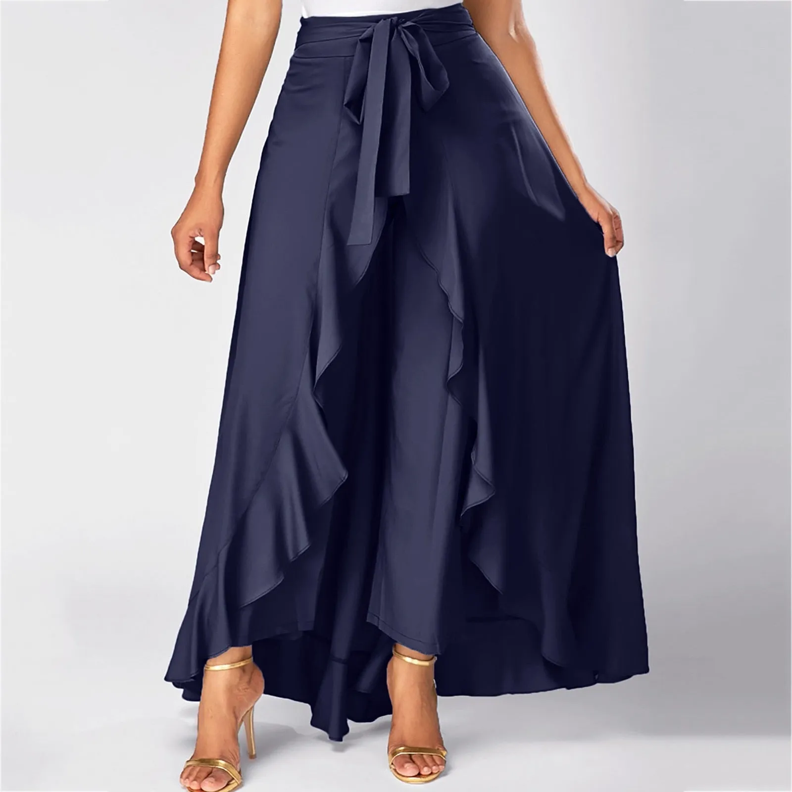 Funki Buys | Skirts | Women's Elegant Long Ruffled Skirt Pants