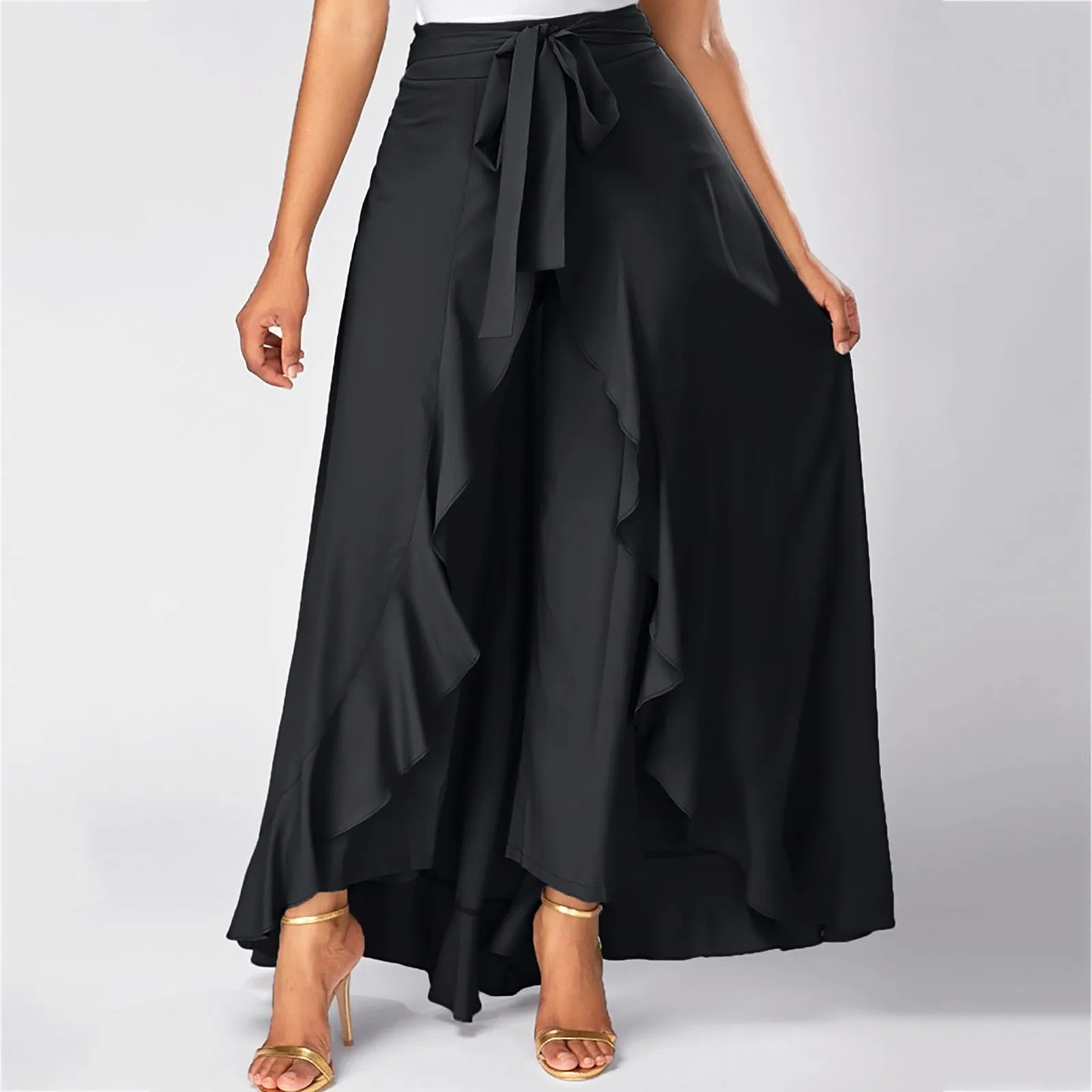 Funki Buys | Skirts | Women's Elegant Long Ruffled Skirt Pants