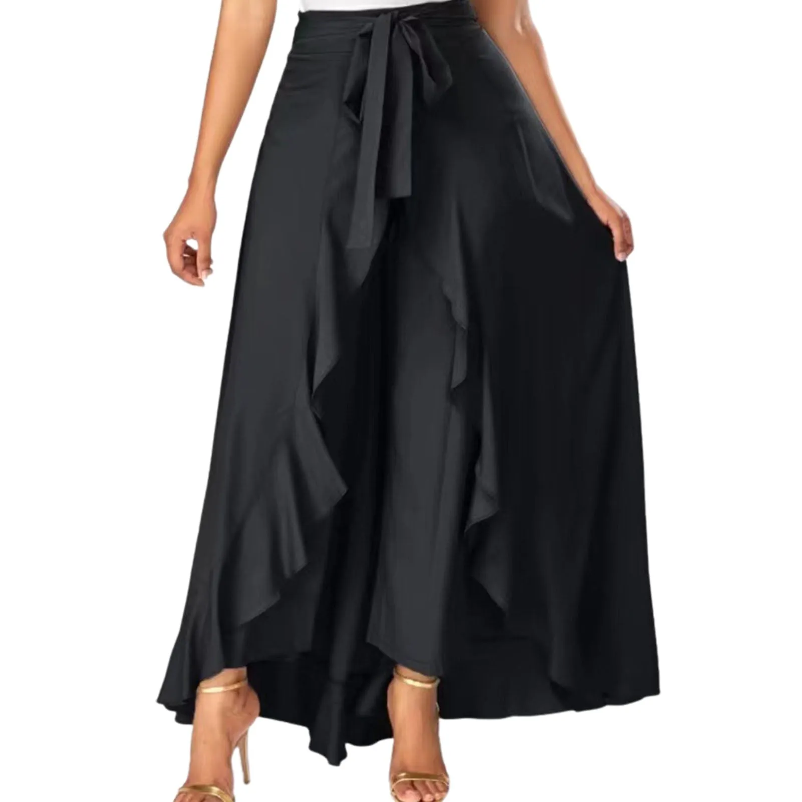 Funki Buys | Skirts | Women's Elegant Long Ruffled Skirt Pants
