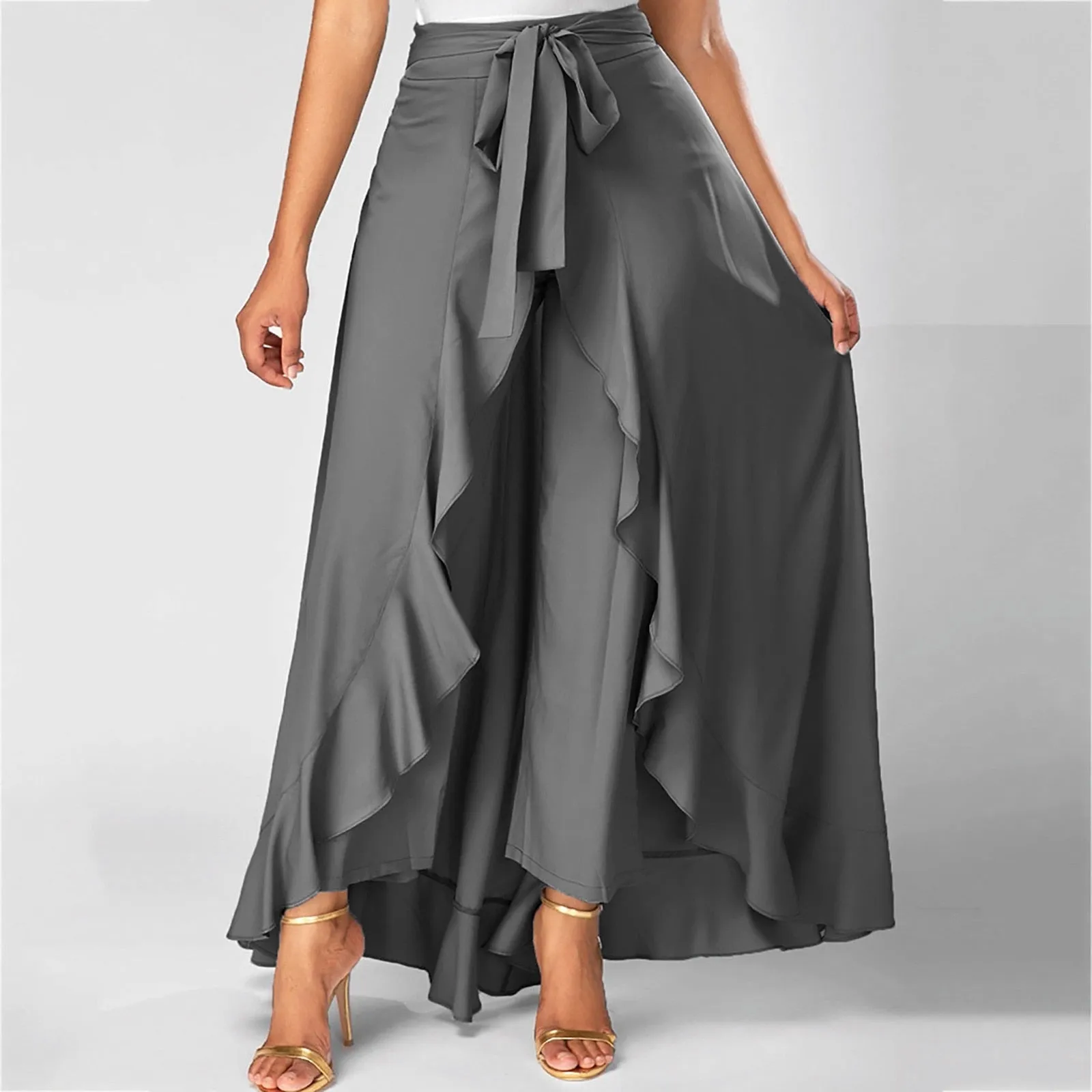 Funki Buys | Skirts | Women's Elegant Long Ruffled Skirt Pants