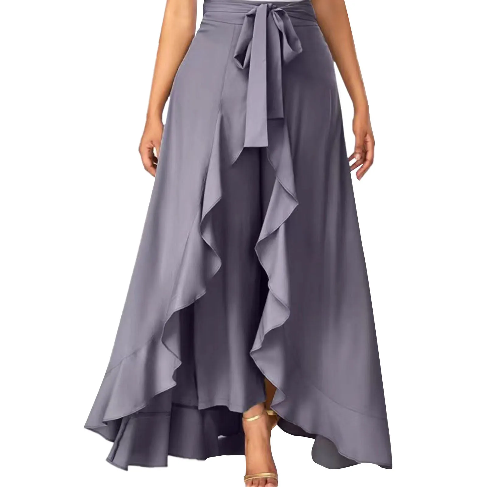 Funki Buys | Skirts | Women's Elegant Long Ruffled Skirt Pants