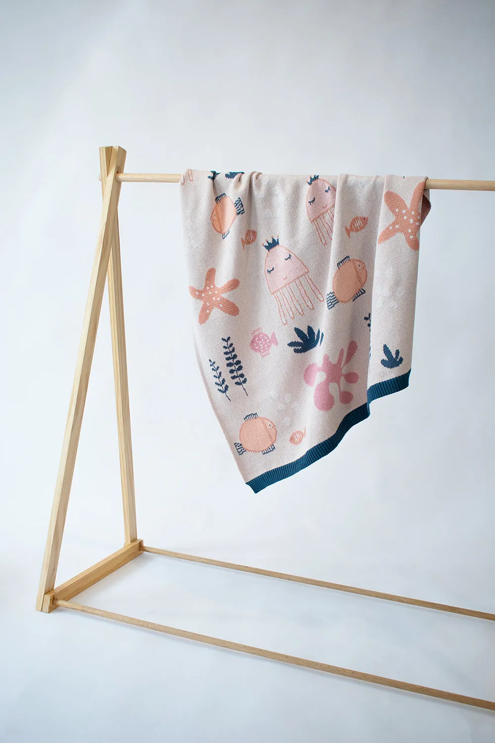 Girls Under The Sea  Cotton Knit Baby Blanket Indus Design