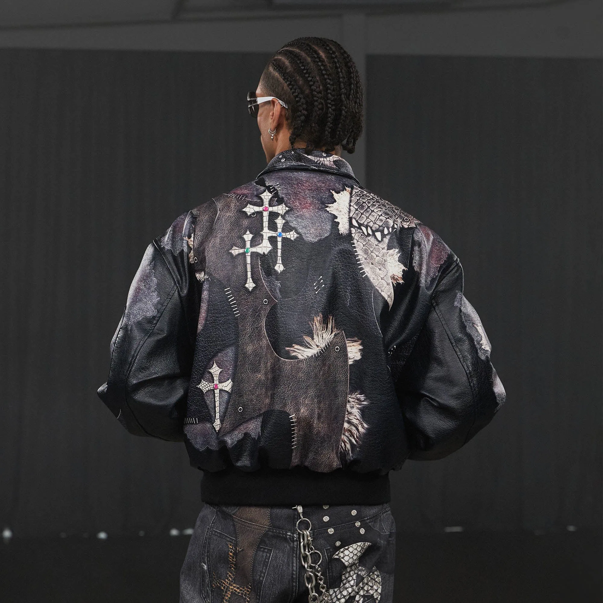 Gothic Cross Leather Jacket