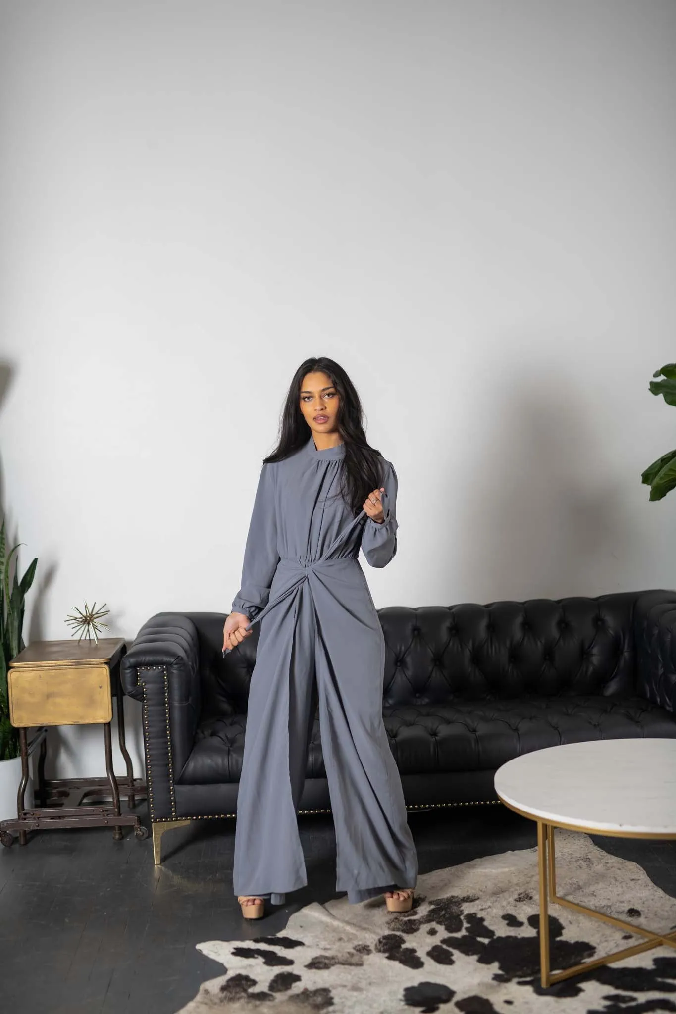 Grey Skirt Jumpsuit