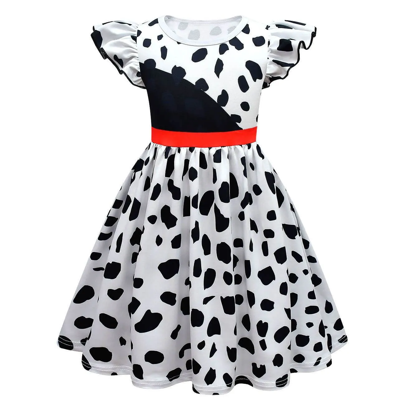 Grils White/ Black Costume Halloween Cosplay Dress Kids Cosplay Dress Wig Bag Full Set