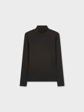 HEATHERED TURTLENECK-BLACK