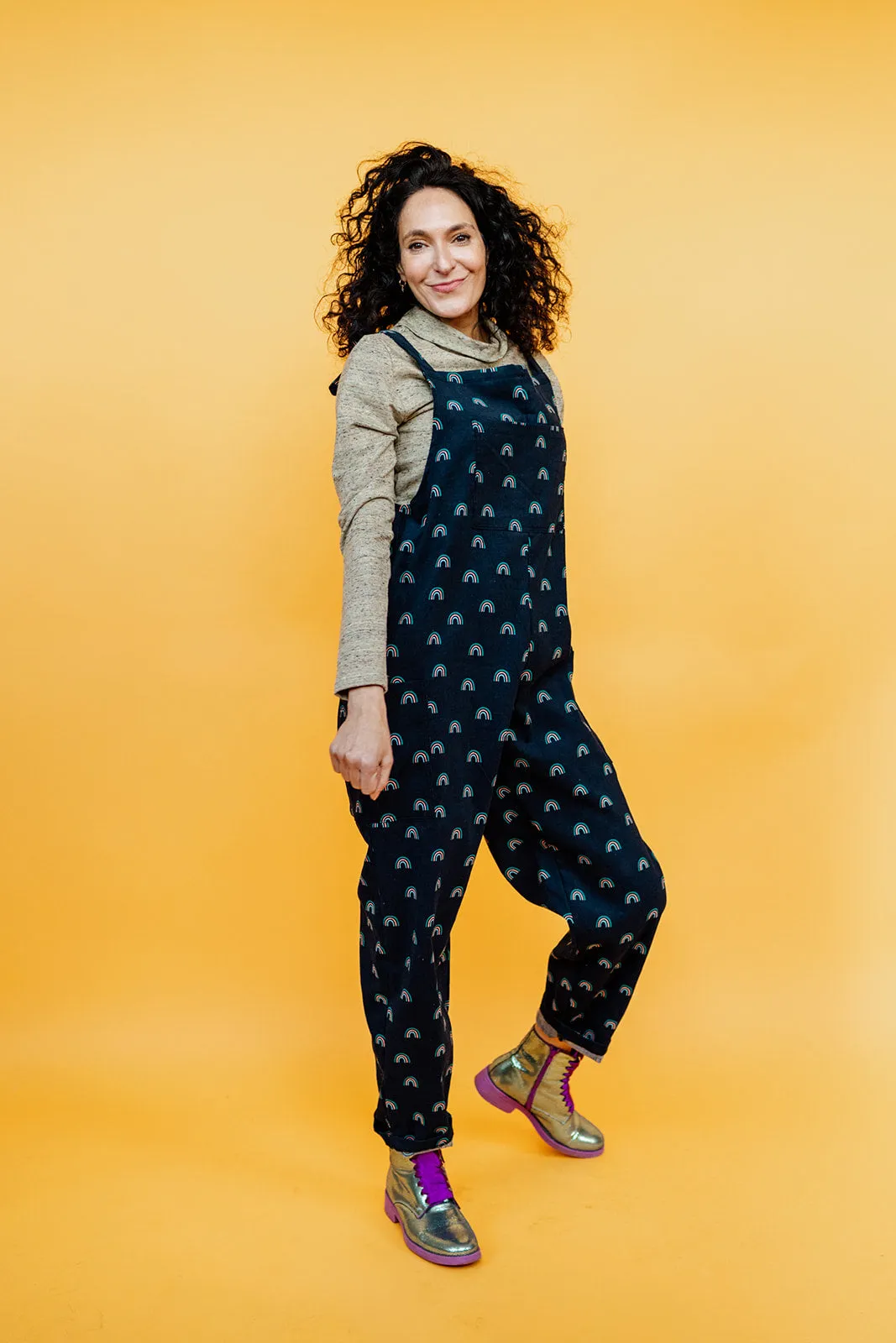 High Neck Top in Grey Fleck