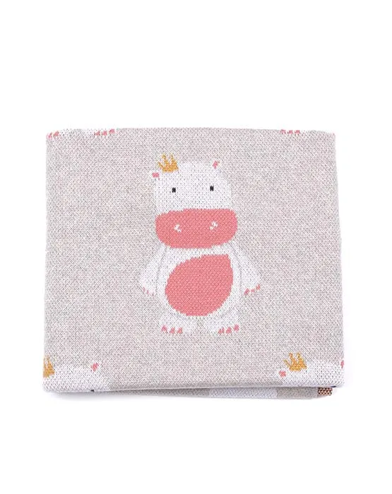 Hippo Baby Cotton Knit  Blanket in Gift Box