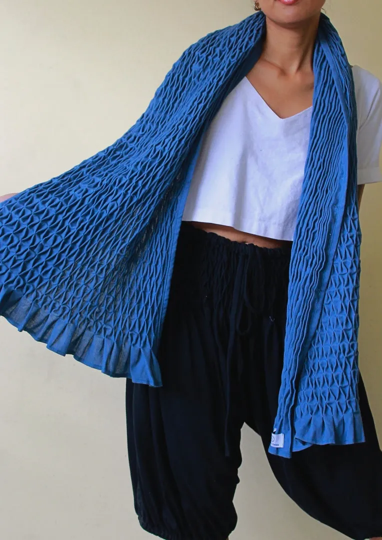 honeycomb shawl - blue