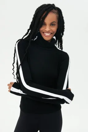 Jackson Rib Turtleneck, Black/White