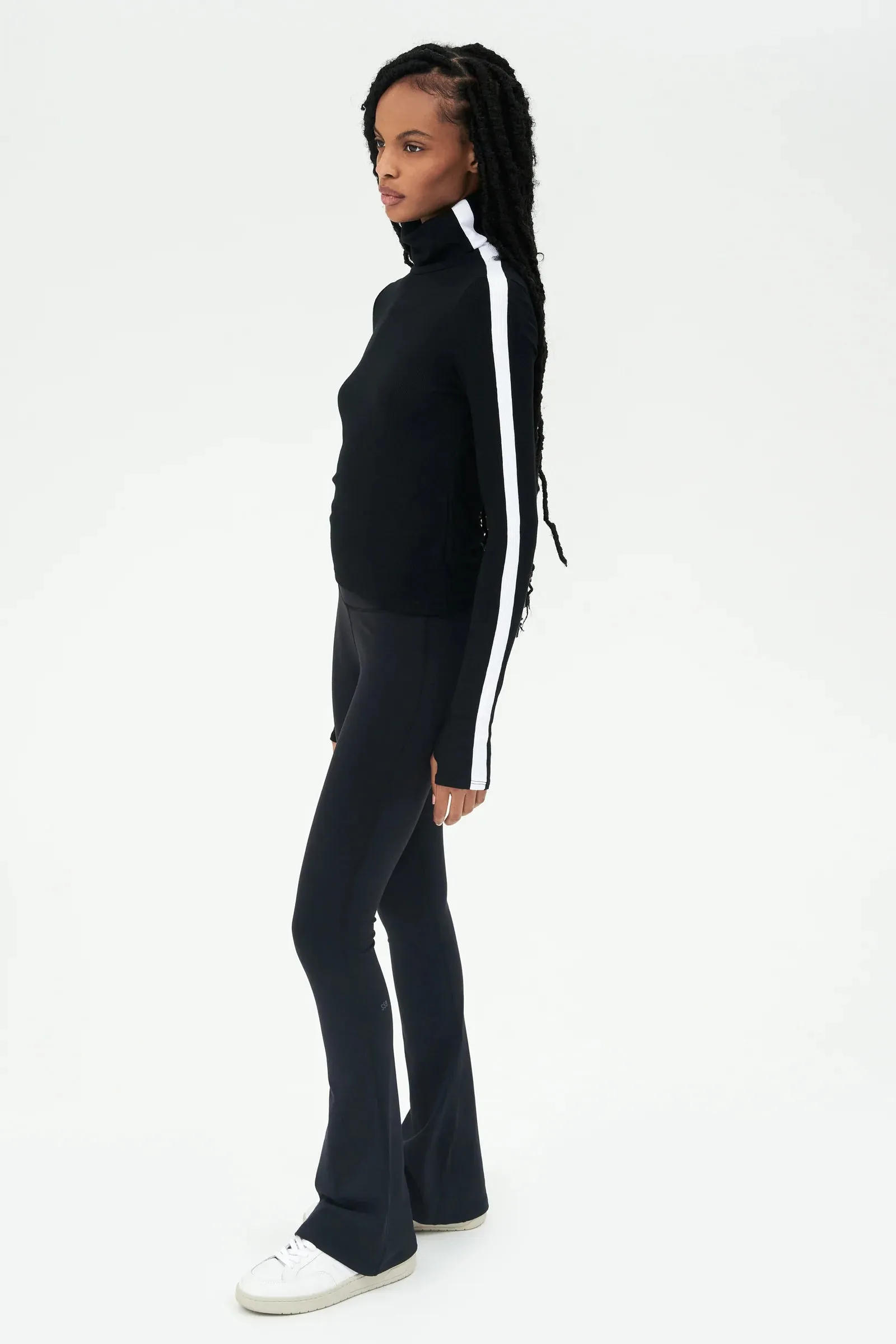 Jackson Rib Turtleneck, Black/White