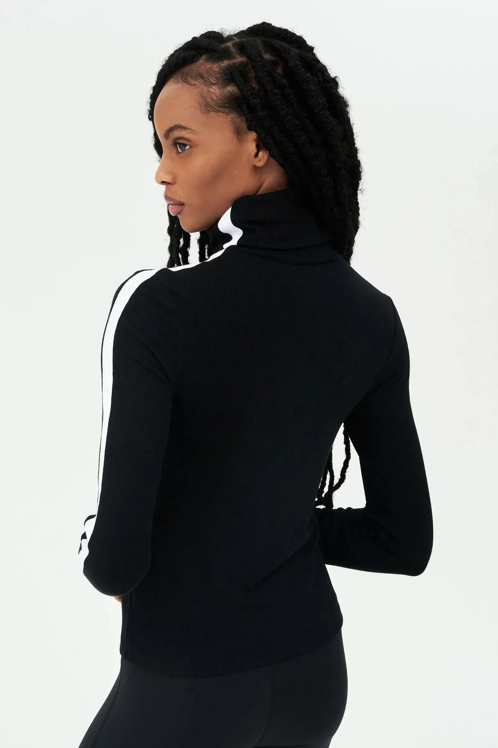 Jackson Rib Turtleneck, Black/White