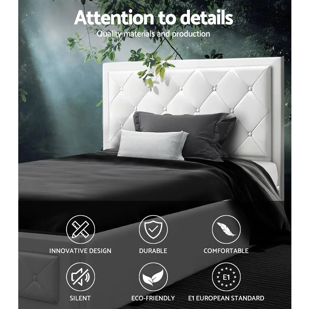 King Single Package | Bronte Storage Bed Frame White & Bonita Euro Top Mattress (Medium Firm)