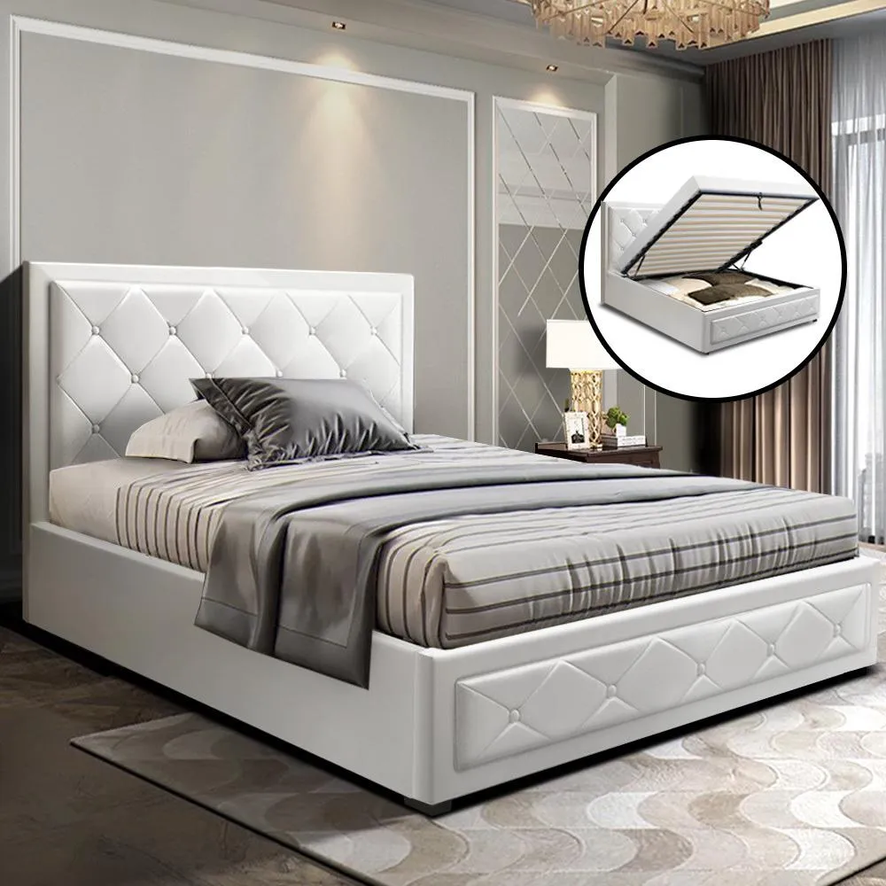 King Single Package | Bronte Storage Bed Frame White & Bonita Euro Top Mattress (Medium Firm)