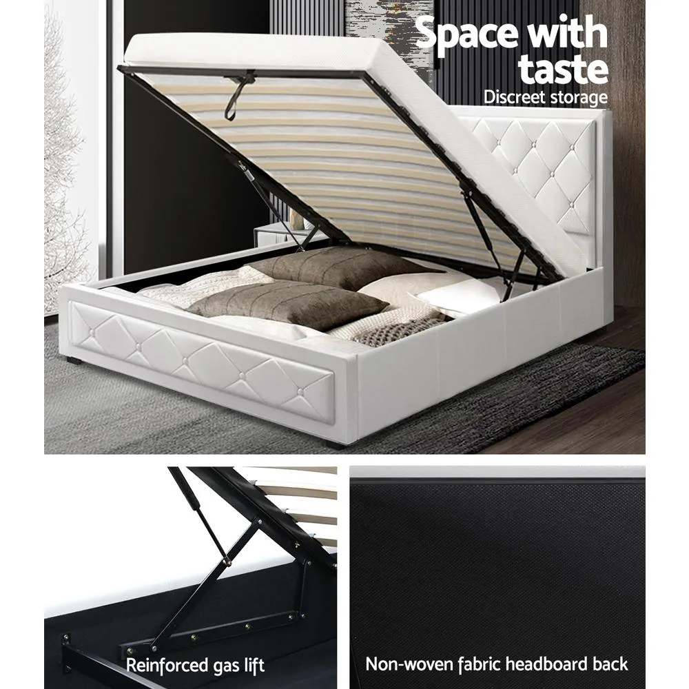 King Single Package | Bronte Storage Bed Frame White & Bonita Euro Top Mattress (Medium Firm)