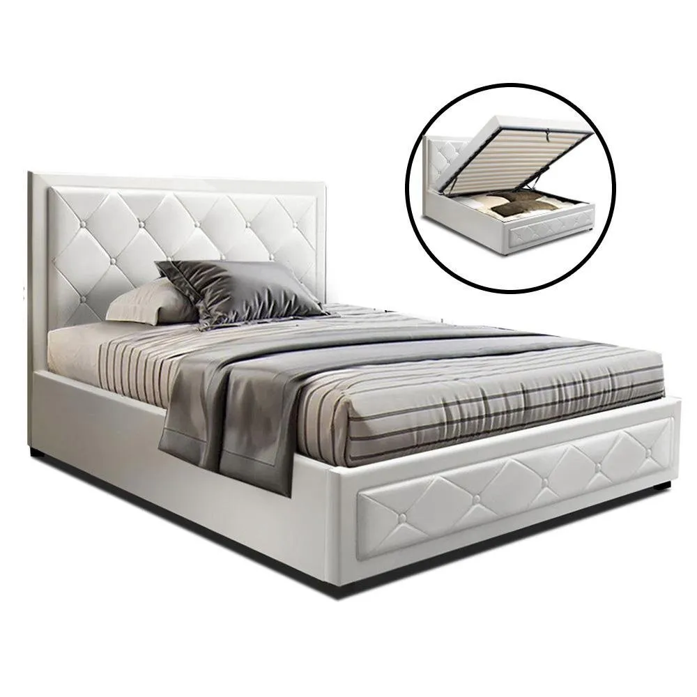 King Single Package | Bronte Storage Bed Frame White & Bonita Euro Top Mattress (Medium Firm)