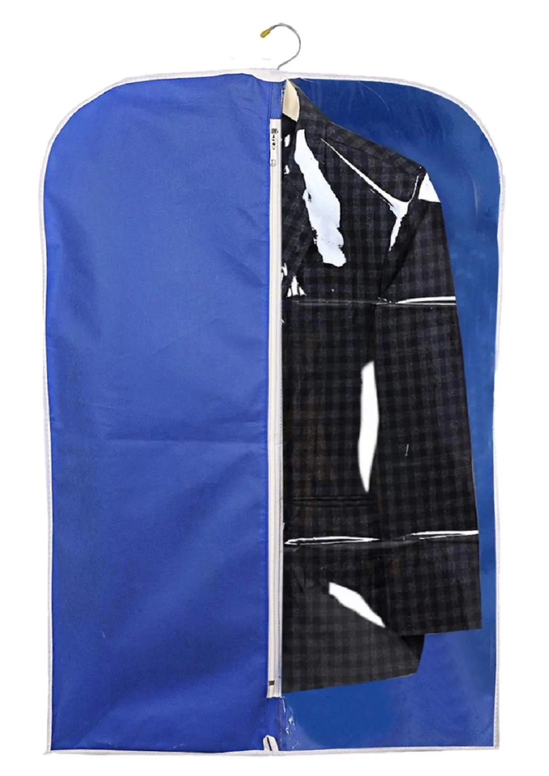 Kuber Industries 4 Pieces Half Transparent Non Woven Men's Coat Blazer Suit Cover (Royal Blue) -CTKTC41448