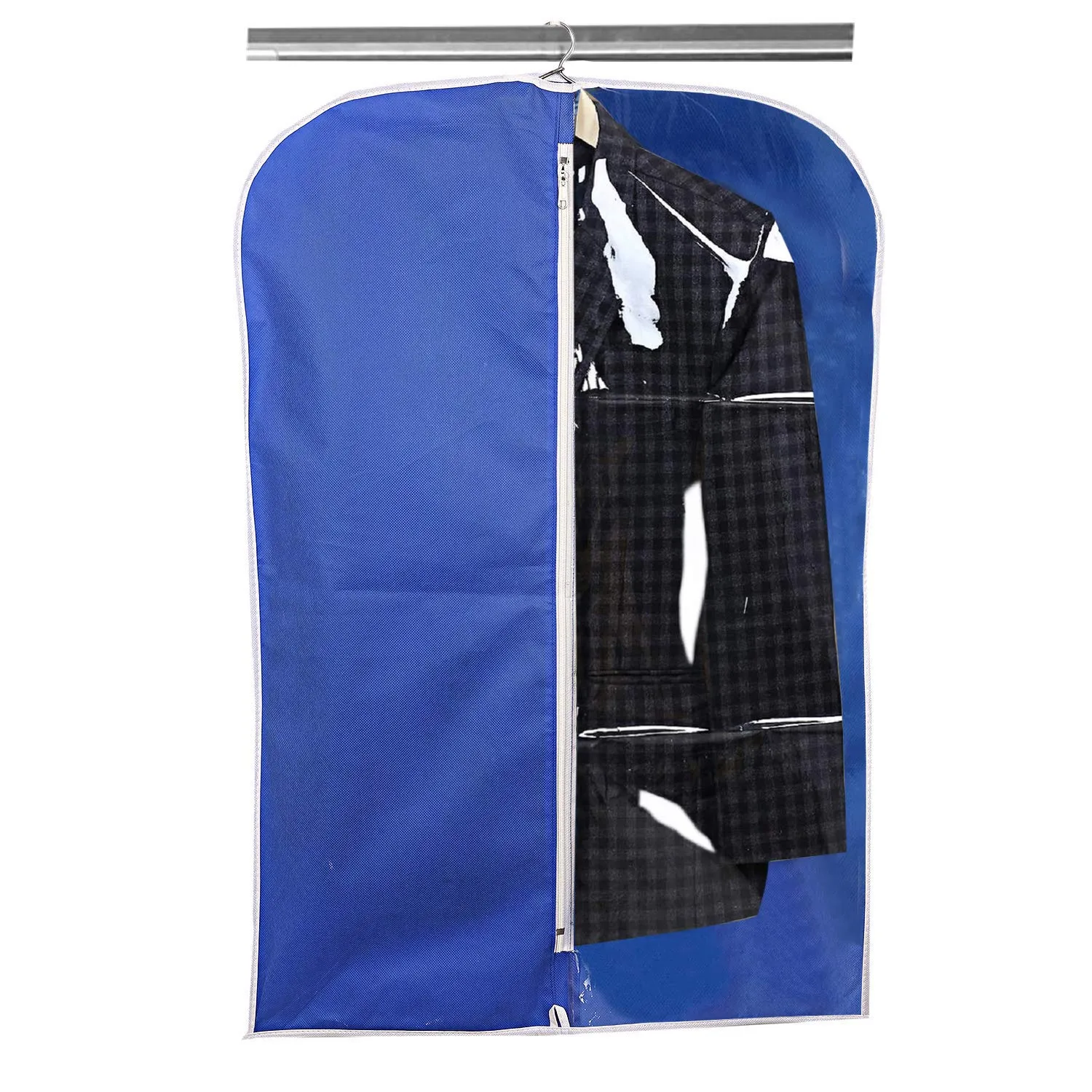 Kuber Industries 4 Pieces Half Transparent Non Woven Men's Coat Blazer Suit Cover (Royal Blue) -CTKTC41448