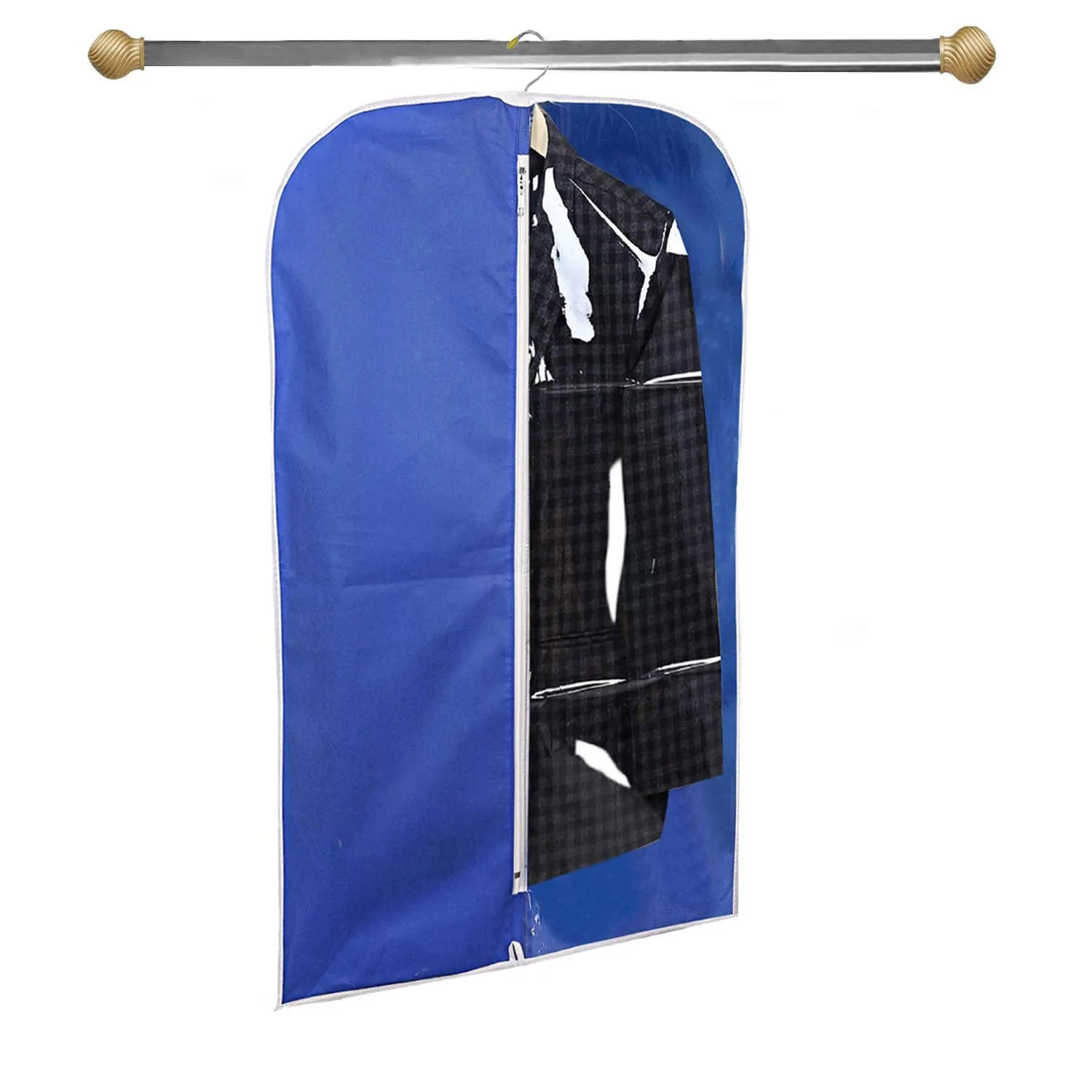 Kuber Industries 4 Pieces Half Transparent Non Woven Men's Coat Blazer Suit Cover (Royal Blue) -CTKTC41448