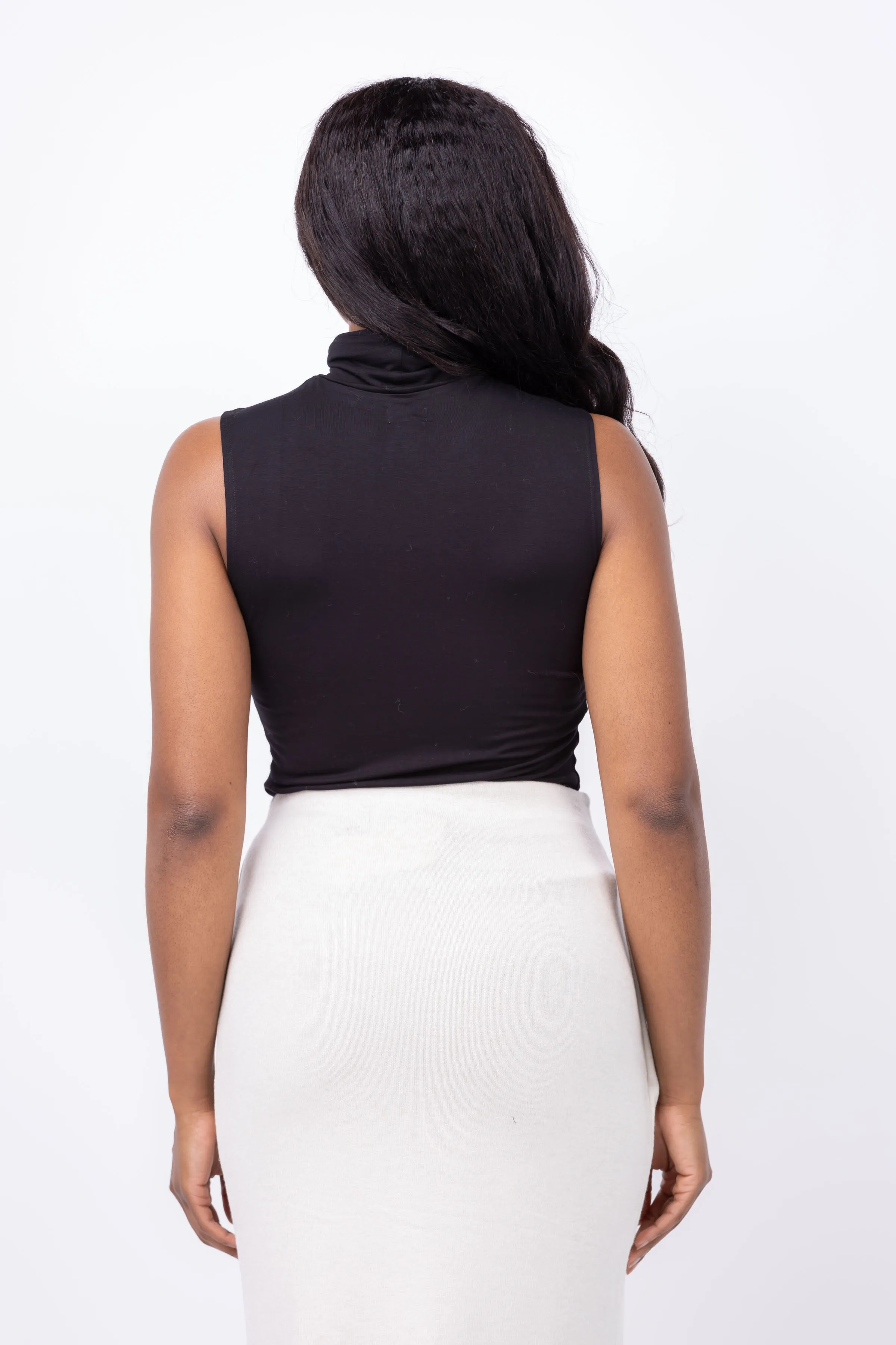 L'Agence Ceci Sleeveless Turtleneck Tank in Black