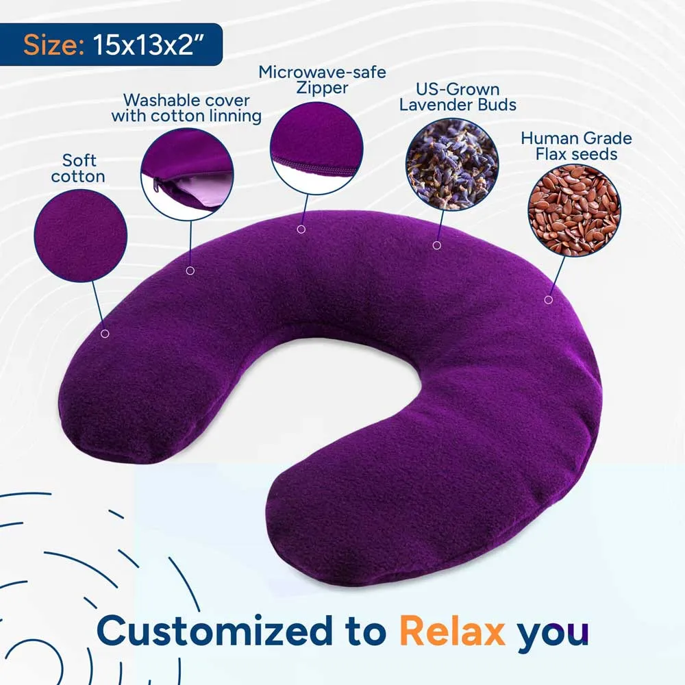 Lavender-scented Microwavable Neck Heating Pad, Washable Cotton Purple Cover