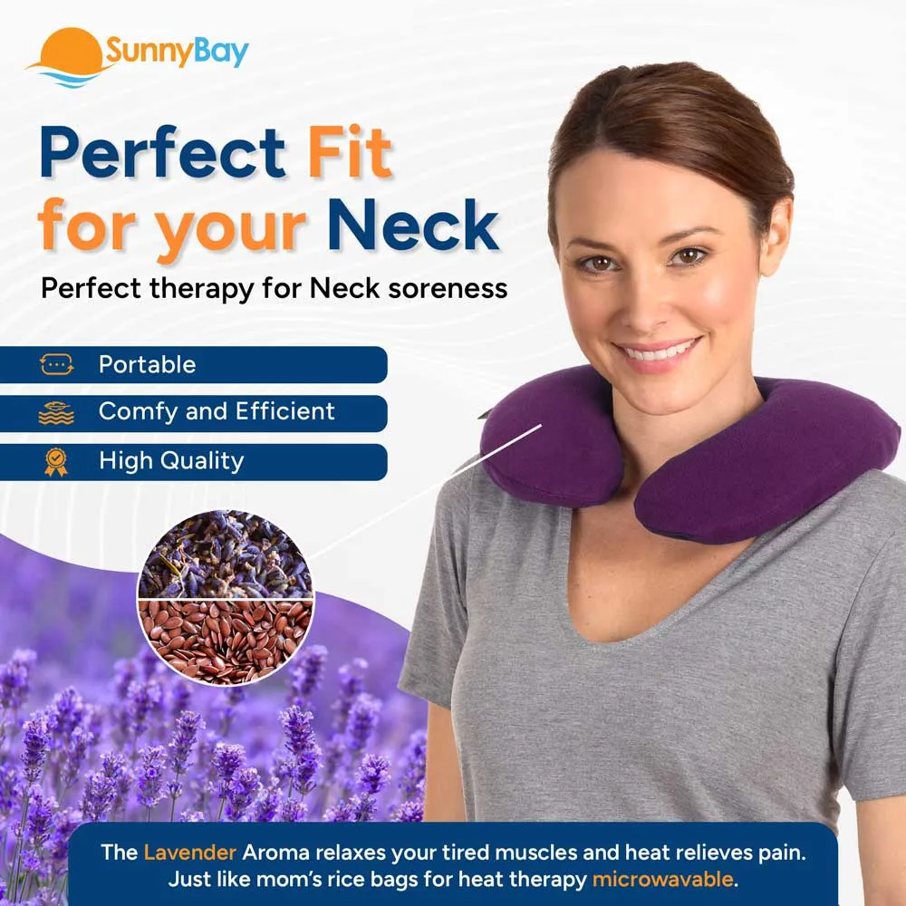 Lavender-scented Microwavable Neck Heating Pad, Washable Cotton Purple Cover