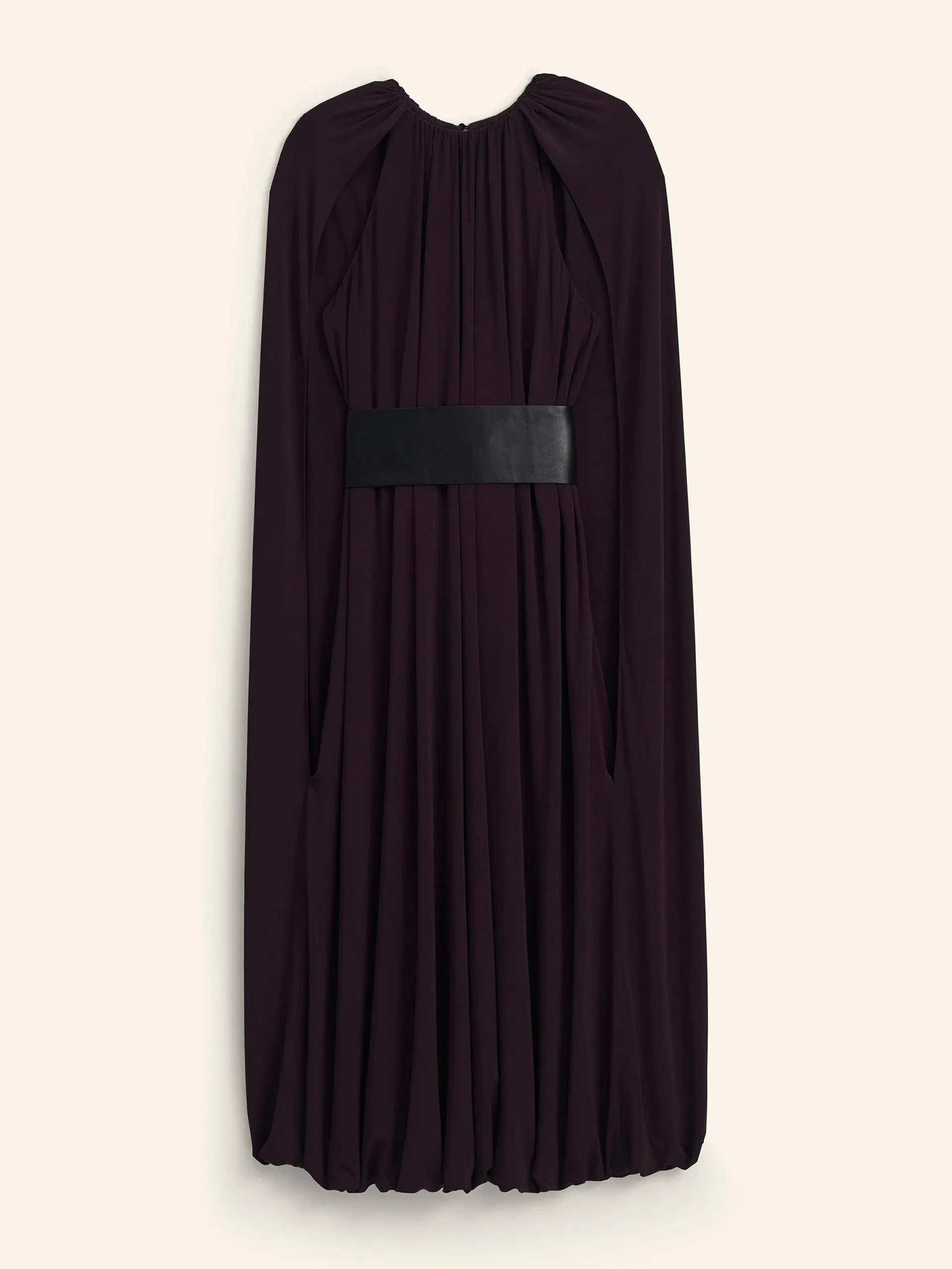 Limited edition cape dress with belt