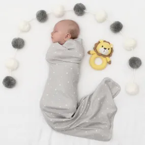 Lion Stars 2 Piece Jersey Cotton Swaddle & Rattle Gift Set