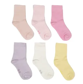 Little Team Cotton Rich Seamless Socks Pink Plain 6Pk (0-10yrs)