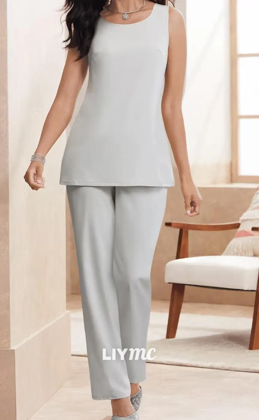 M1025 - Jumpsuit  Pantsuit 3 Piece Mother of the Bride Dress Floor Length Chiffon Lace Sequined Long Sleeve with Sequin
