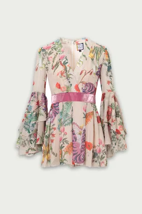 Mukzin | Deep V-neckline Floral Jumpsuit