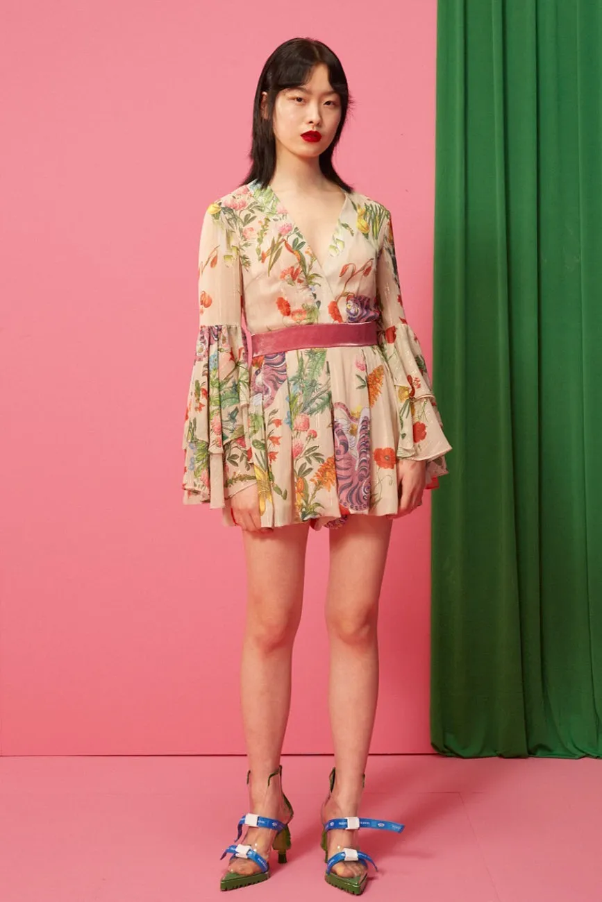 Mukzin | Deep V-neckline Floral Jumpsuit