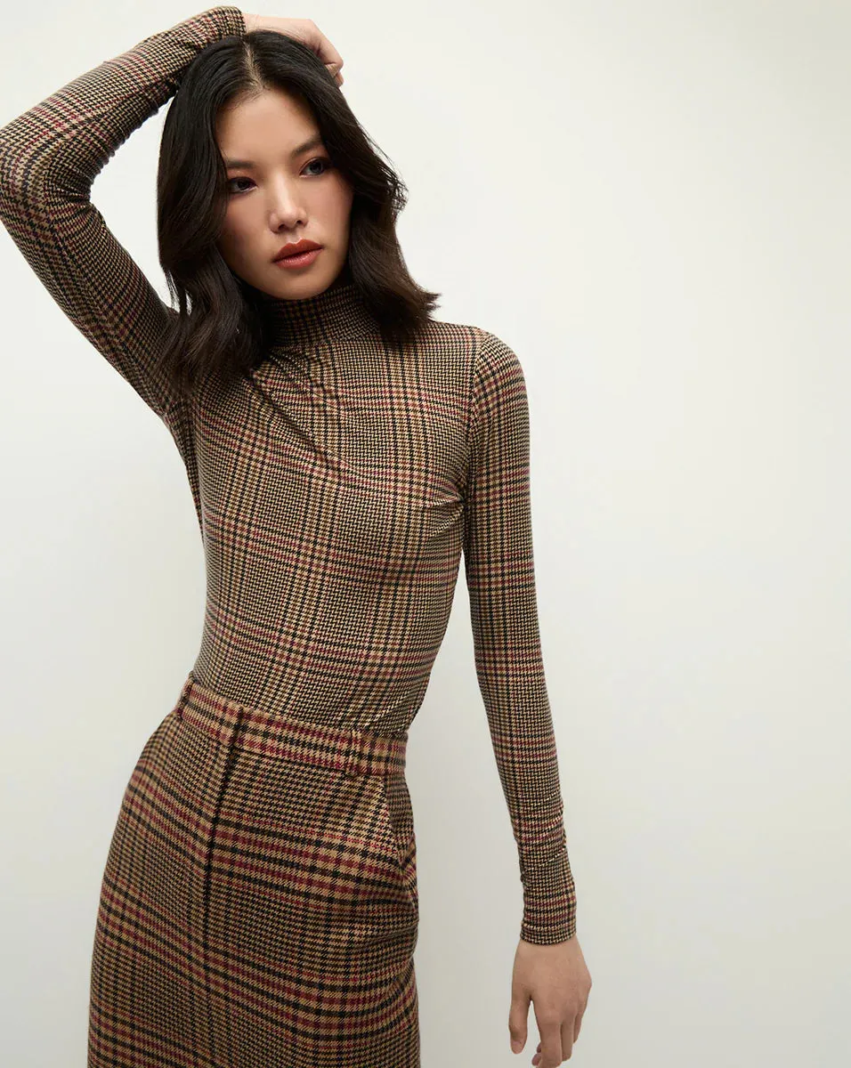 Nate Plaid Turtleneck - Camel Black