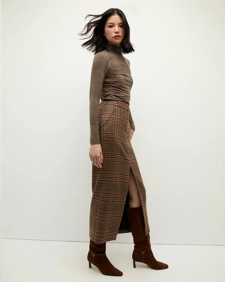 Nate Plaid Turtleneck - Camel Black