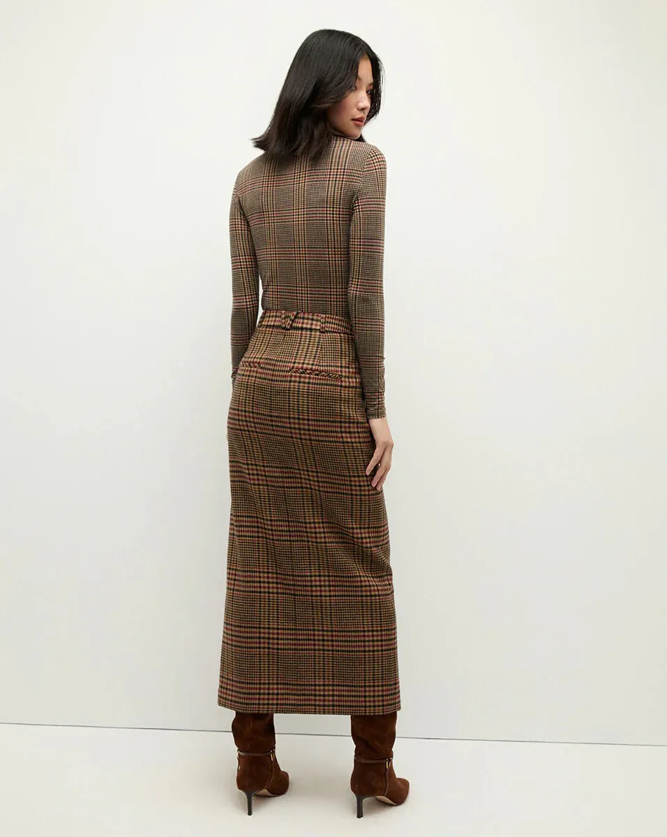 Nate Plaid Turtleneck - Camel Black