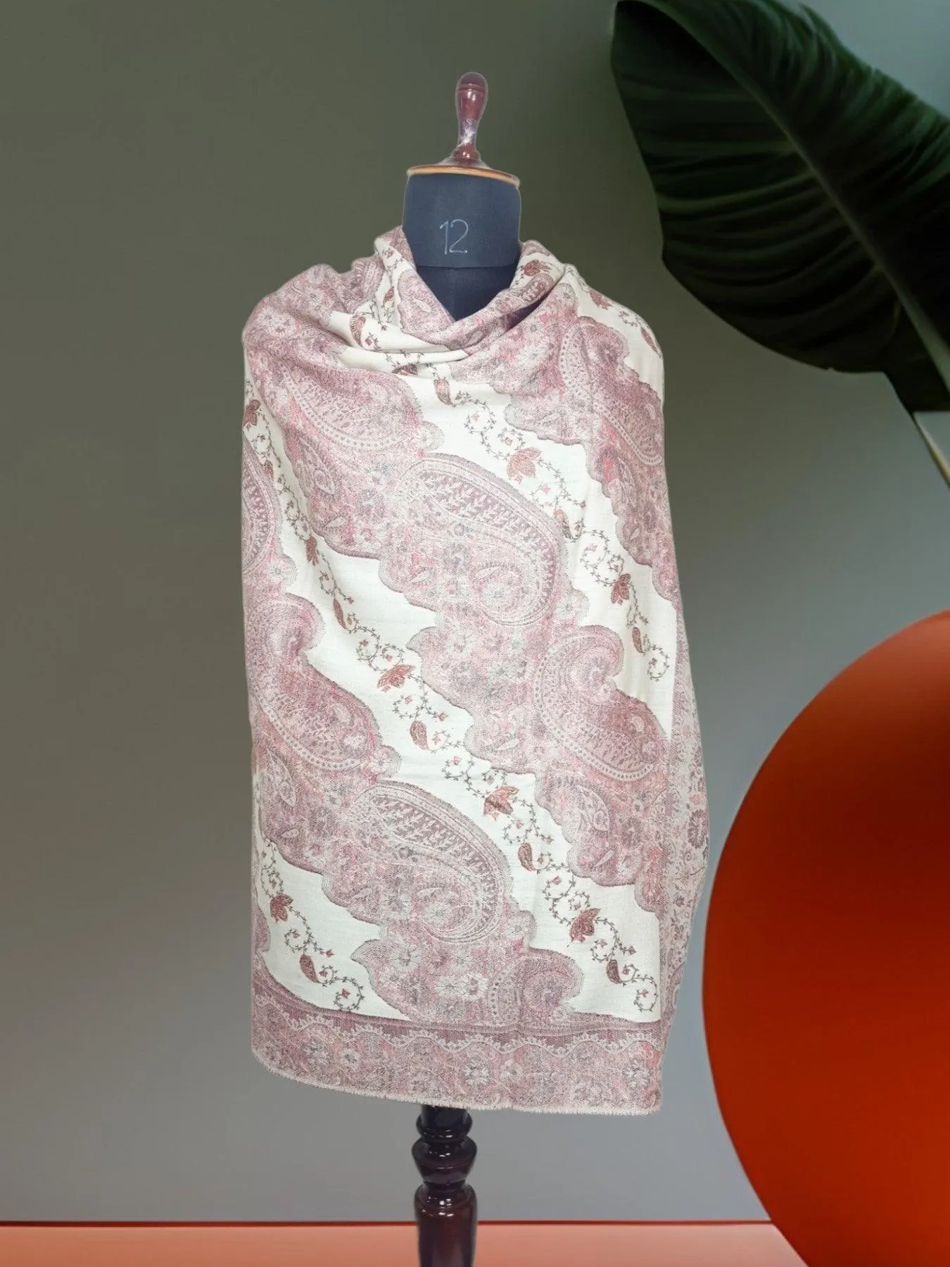 Needle Work Shawl | Woolen Shawl |White