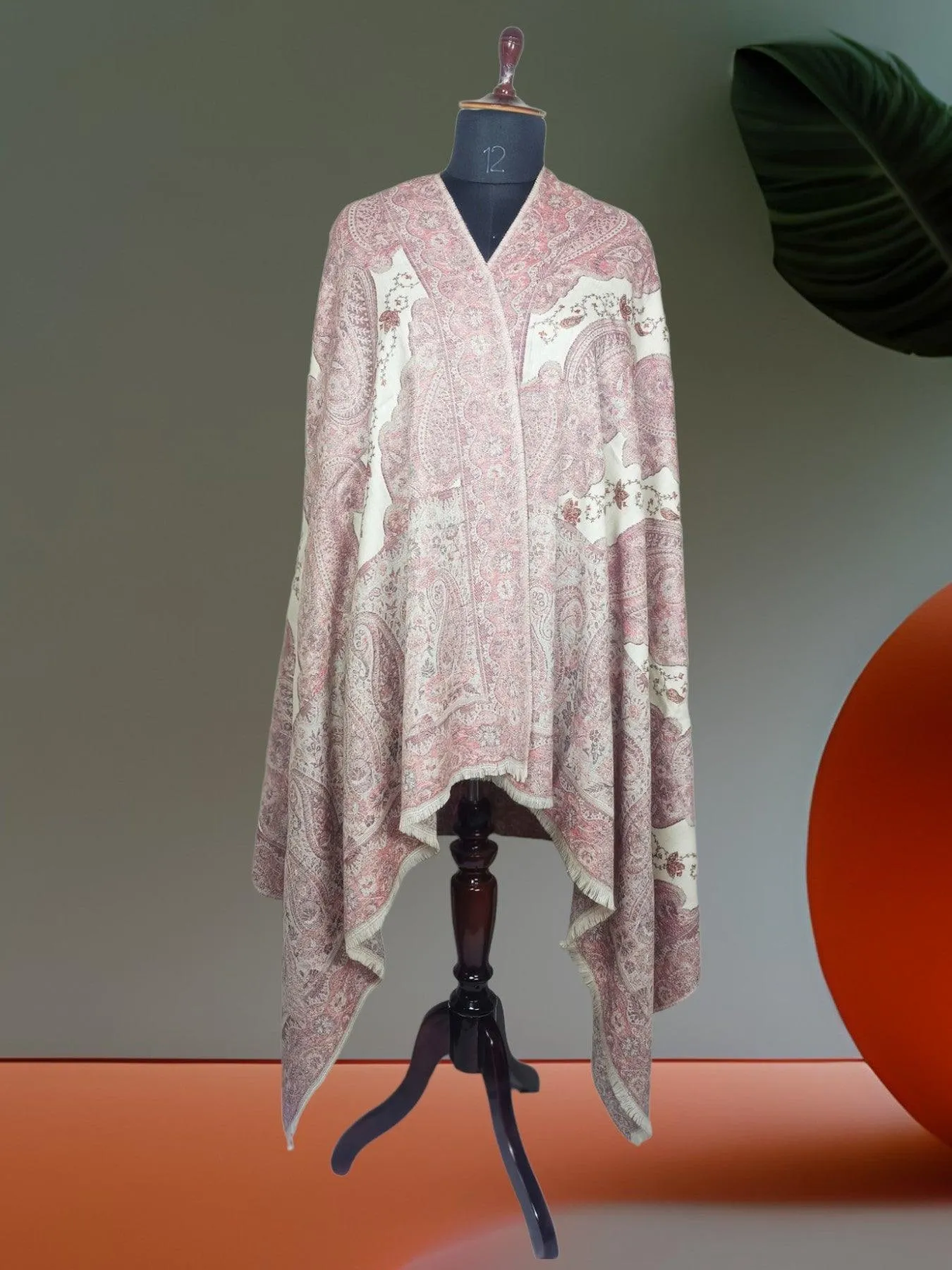 Needle Work Shawl | Woolen Shawl |White