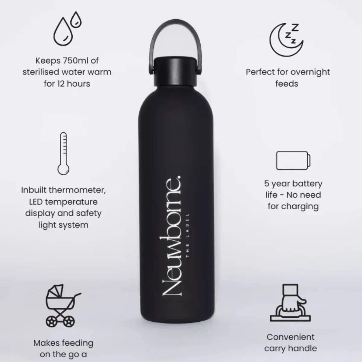 Neuwborne Formula Feeding Baby Thermos - Black