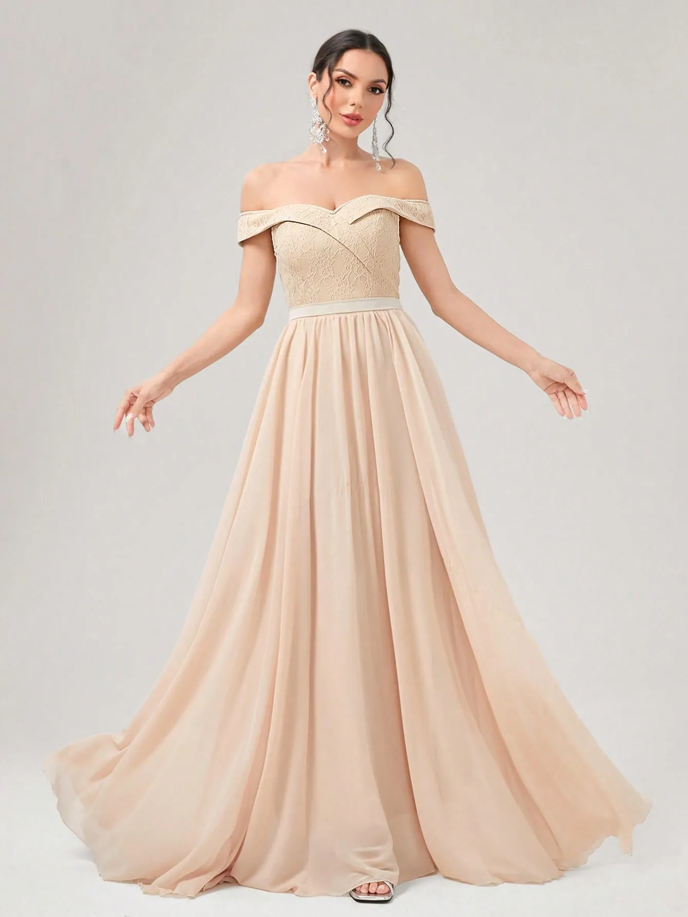 Off Shoulder Fold Pleated Maxi Dress