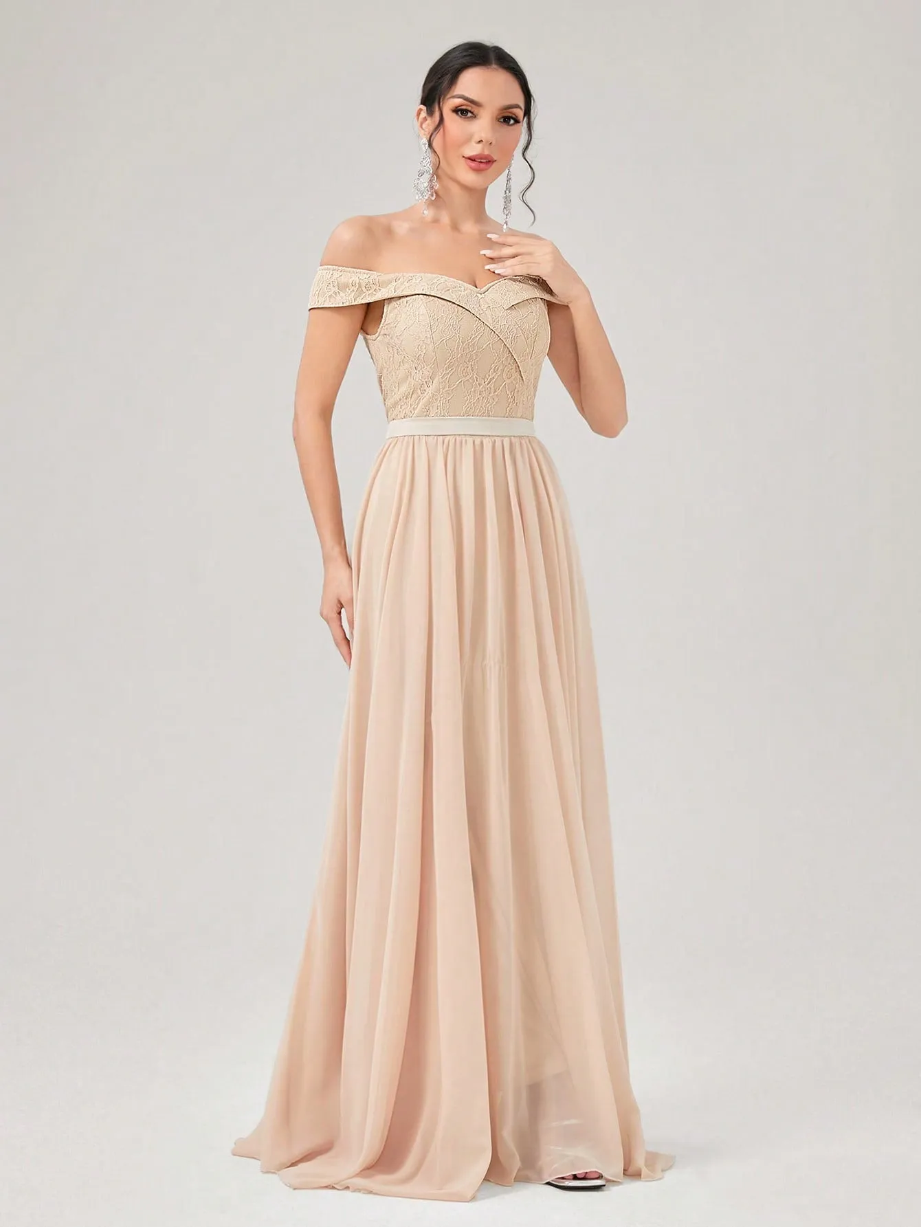 Off Shoulder Fold Pleated Maxi Dress