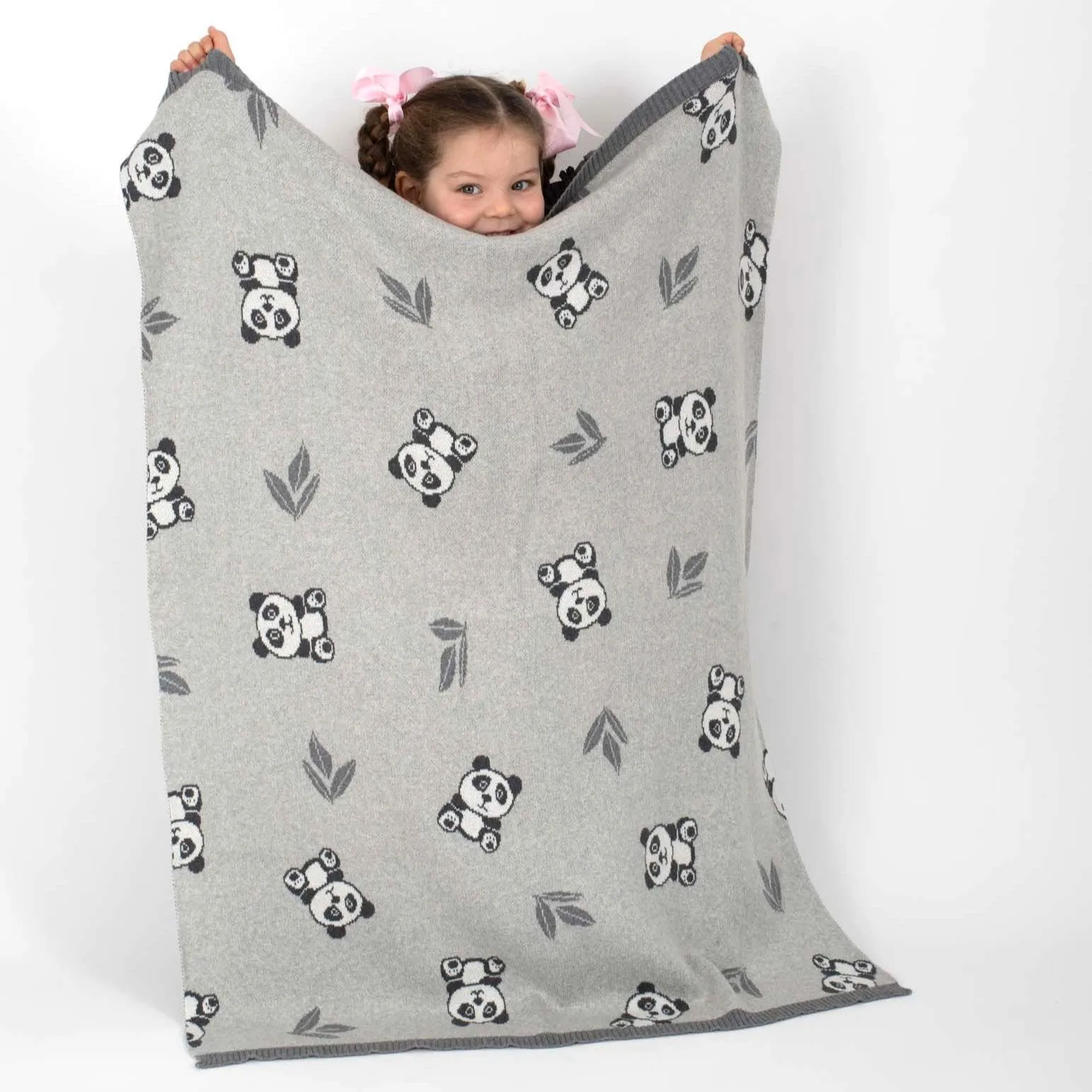Panda Bao Bao Cotton Knit Baby Blanket
