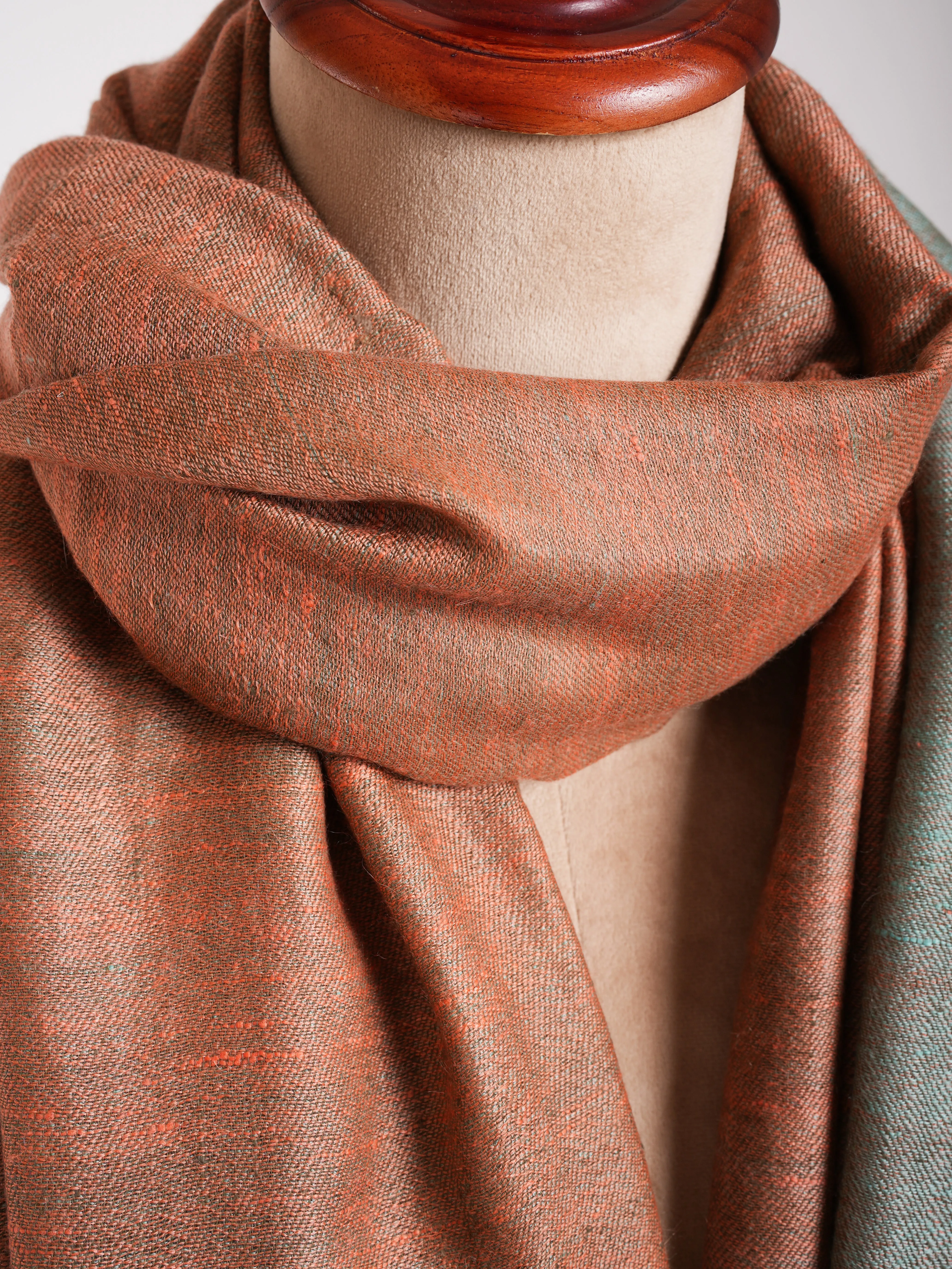 Peach Pink and Skylight Dual Shade Pashmina Shawl