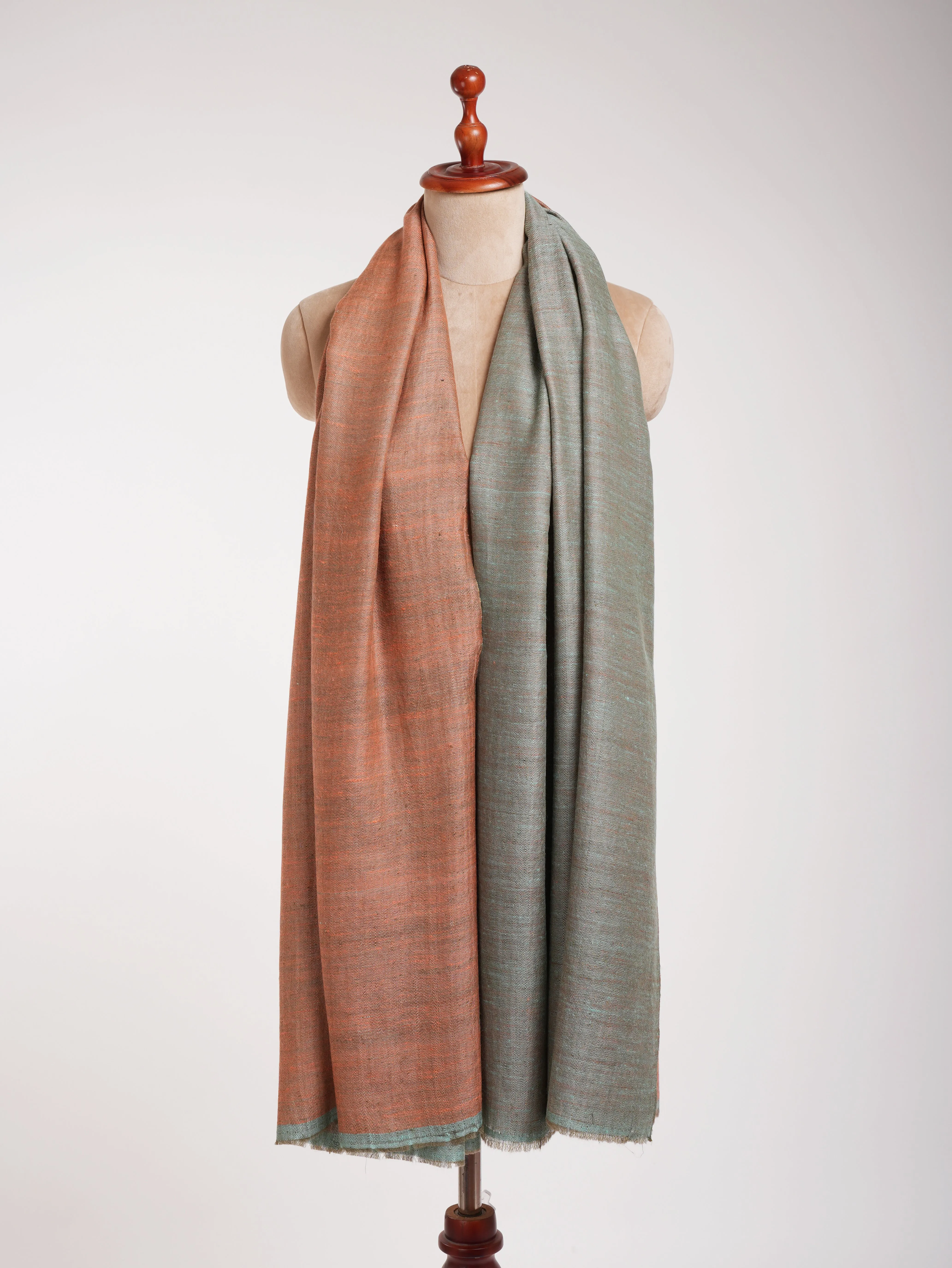 Peach Pink and Skylight Dual Shade Pashmina Shawl