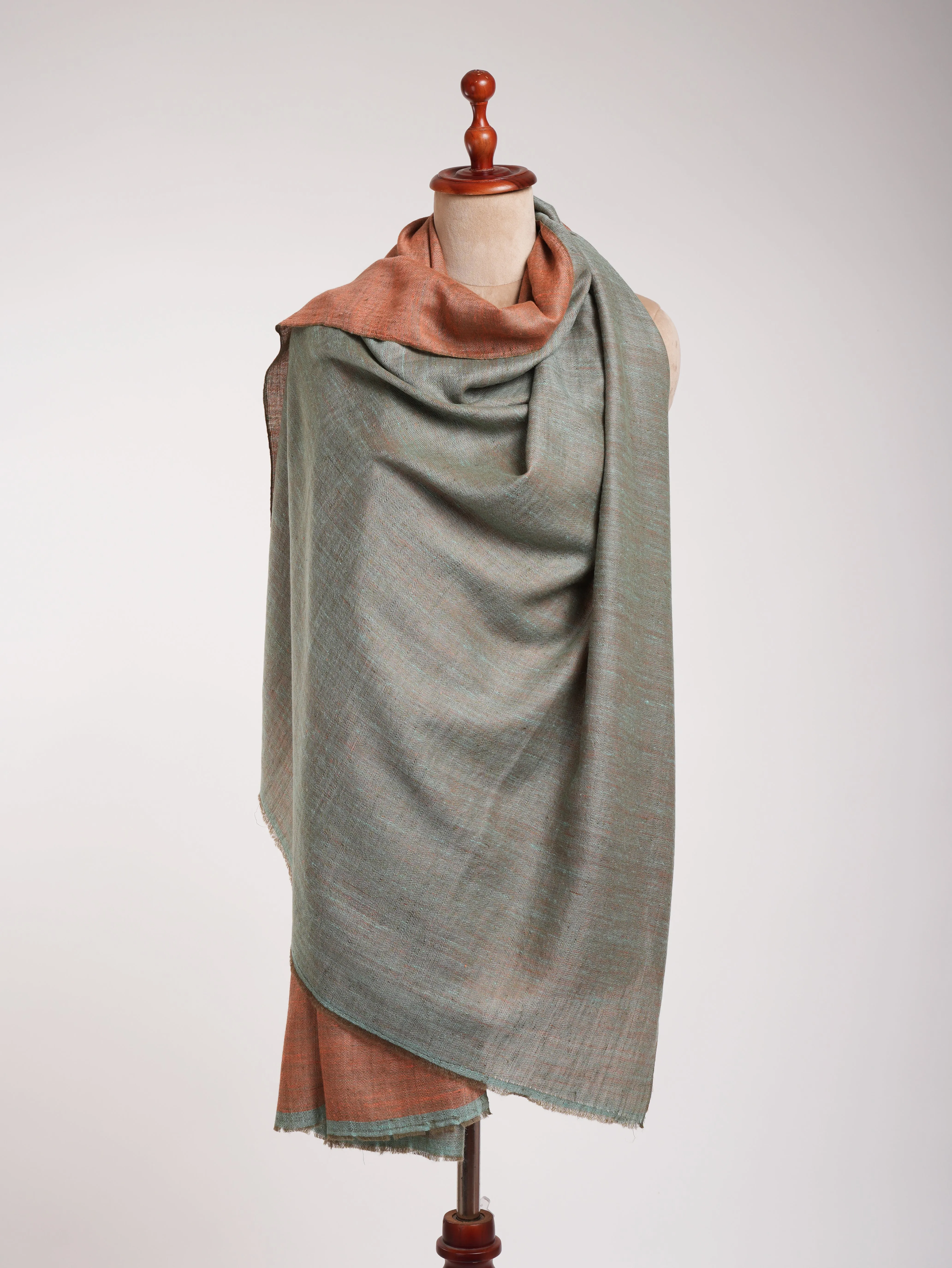 Peach Pink and Skylight Dual Shade Pashmina Shawl