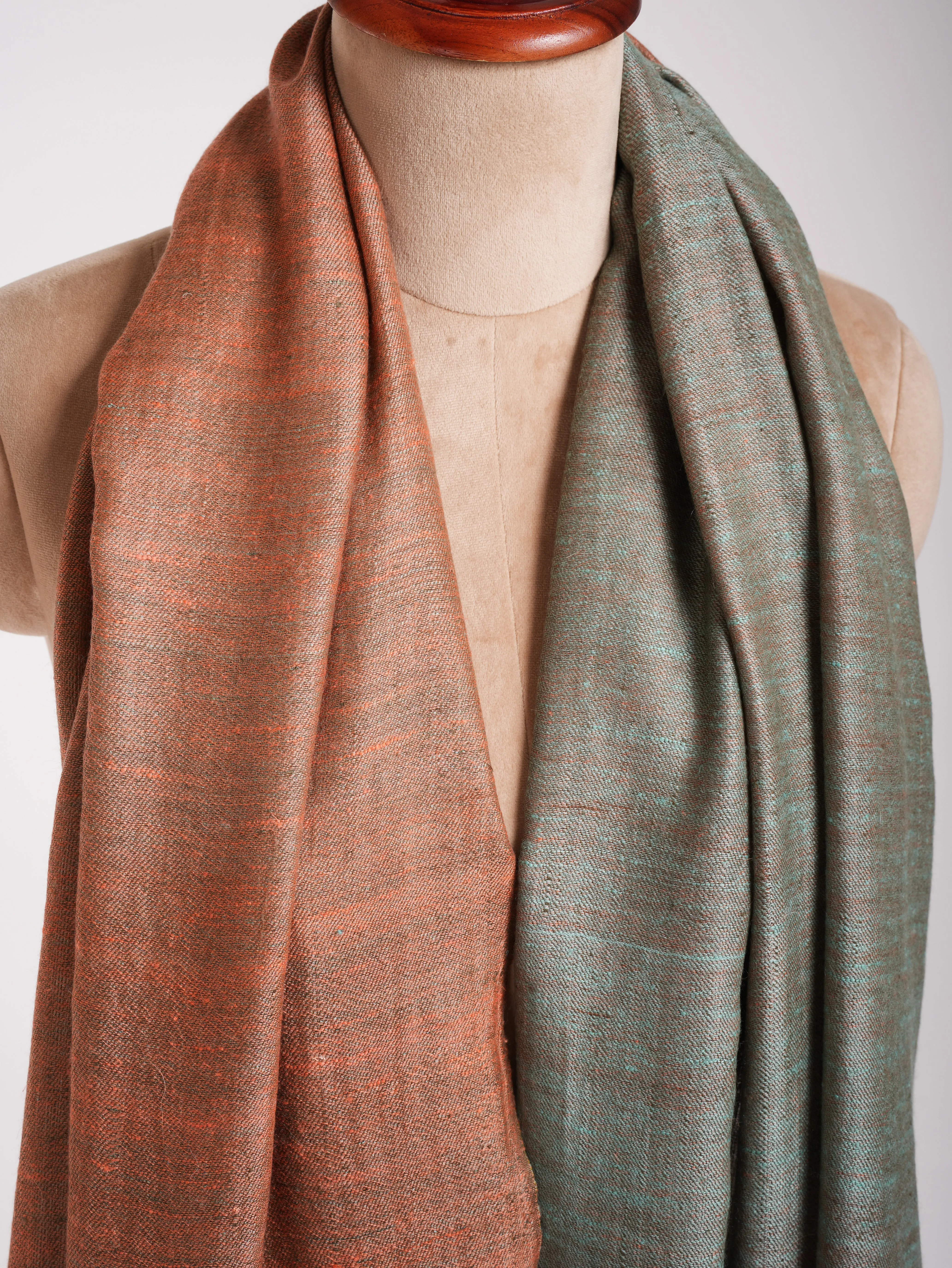 Peach Pink and Skylight Dual Shade Pashmina Shawl