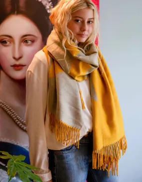 Personalised Mustard To Grey Cashmere Blend Scarf