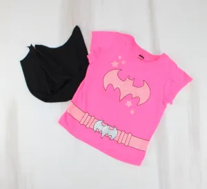PINK BATMAN TOP & CAPE 5Y PRE-LOVED